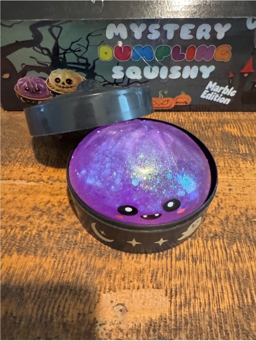 Halloween Purple Marble Dumpling Squishy with Case - Picture 3 of 8